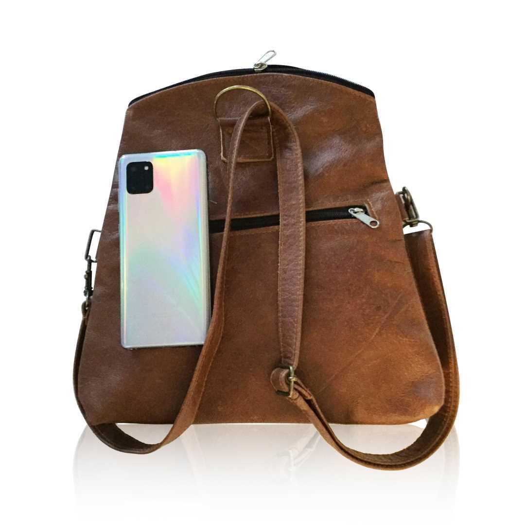 Leather 3-Way Convertible Backpack | Messenger Handbag - MIRELLE ZA Backpack Mirelle Leather and Lifestyle
