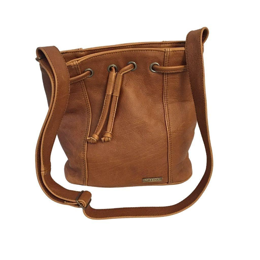 Leather Bucket Drawstring Handbag - Full Grain Leather | MIRELLE ZA Drawstring Handbag Mirelle Leather and Lifestyle
