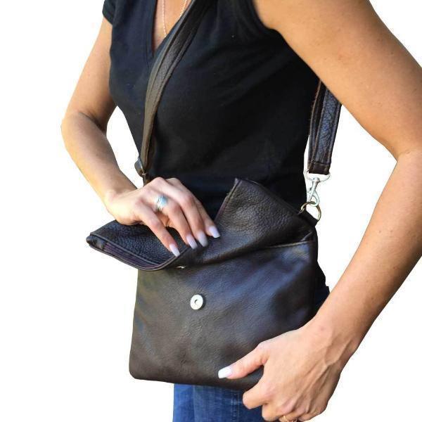 Genuine Leather Fold Over Messenger Handbag | MIRELLE ZA Crossbody Handbag Mirelle Leather and Lifestyle