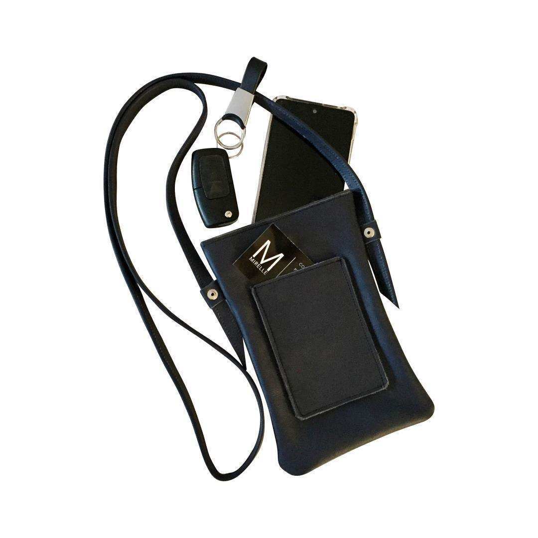 Leather Ladies Crossbody Cellphone Sling Bag - Pecan and Black - Combo | MIRELLE - South Africa - Mirelle Leather and Lifestyle