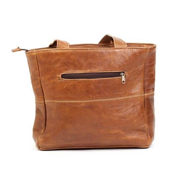 Leather Shopper Handbag With Outside Zipped Pocket - Medium | MIRELLE ZA Shopper Handbag Mirelle Leather and Lifestyle