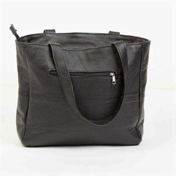 Leather Shopper Handbag With Outside Zipped Pocket - Medium | MIRELLE ZA Shopper Handbag Mirelle Leather and Lifestyle