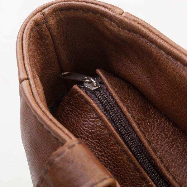 Leather Shopper Handbag With Outside Zipped Pocket - Medium | MIRELLE ZA Shopper Handbag Mirelle Leather and Lifestyle