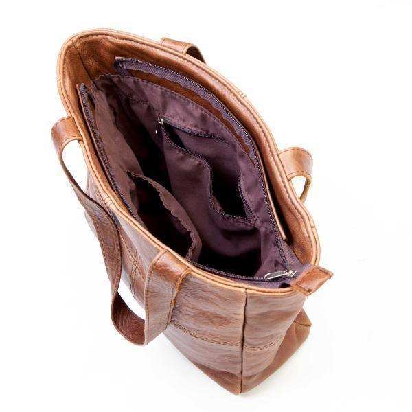 Leather Shopper Handbag With Outside Zipped Pocket | MIRELLE ZA Shopper Handbag Mirelle Leather and Lifestyle