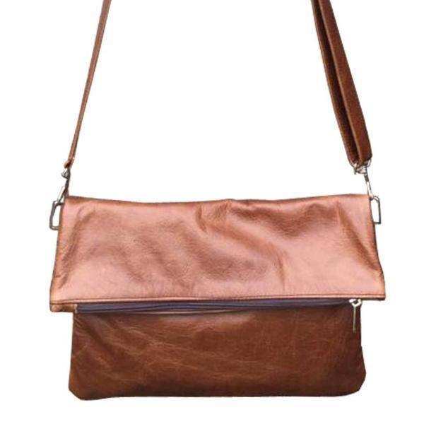 Mirelle Genuine Leather Fold Over Messenger Handbag - MIRELLE Leather and Lifestyle