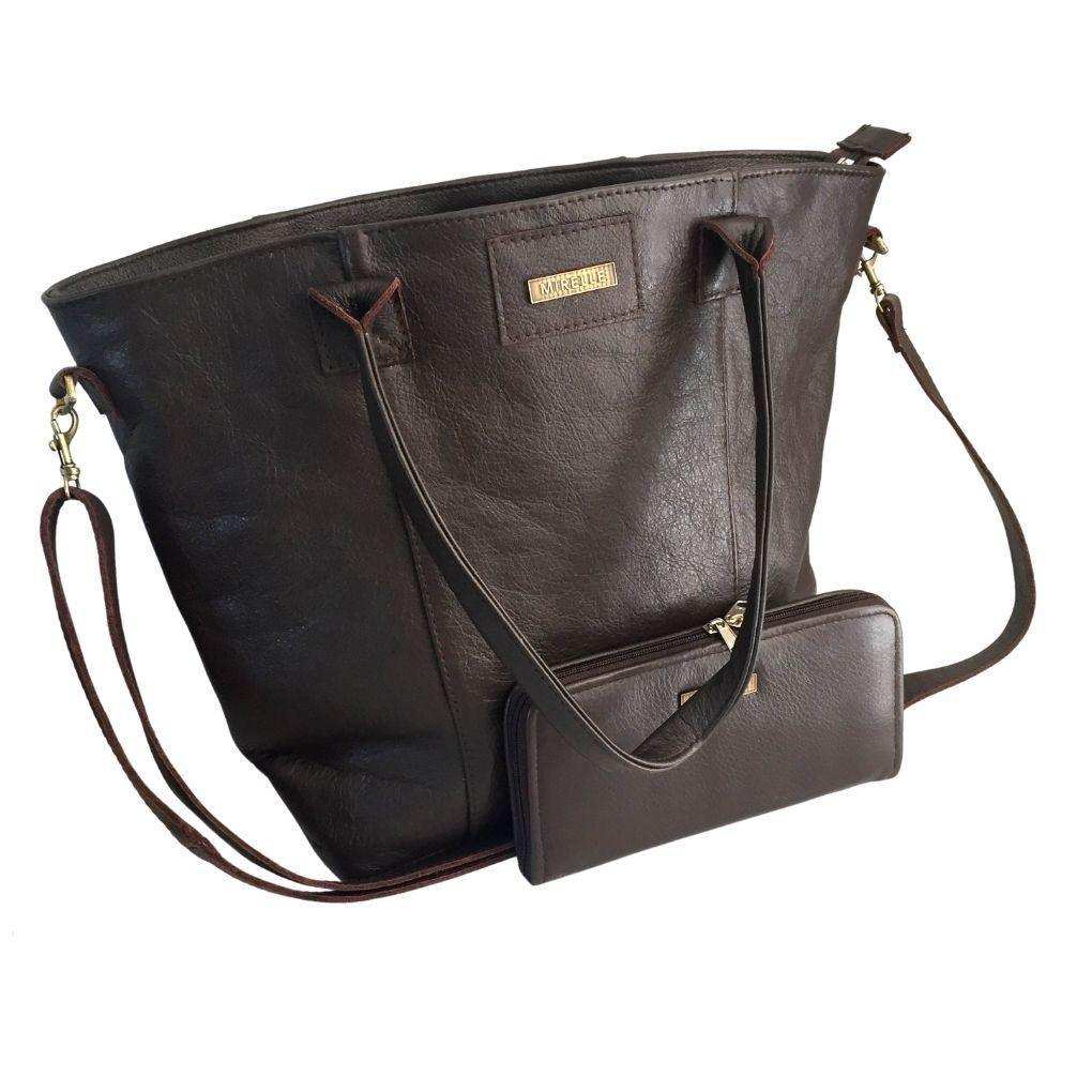 Mirelle Large Leather Laptop Tote Handbag and Ladies Wallet - Combo - MIRELLE Leather and Lifestyle