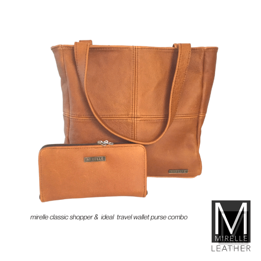 Mirelle Leather Classic Shopper Handbag And Ladies Wallet - Combo - Mirelle Leather and Lifestyle