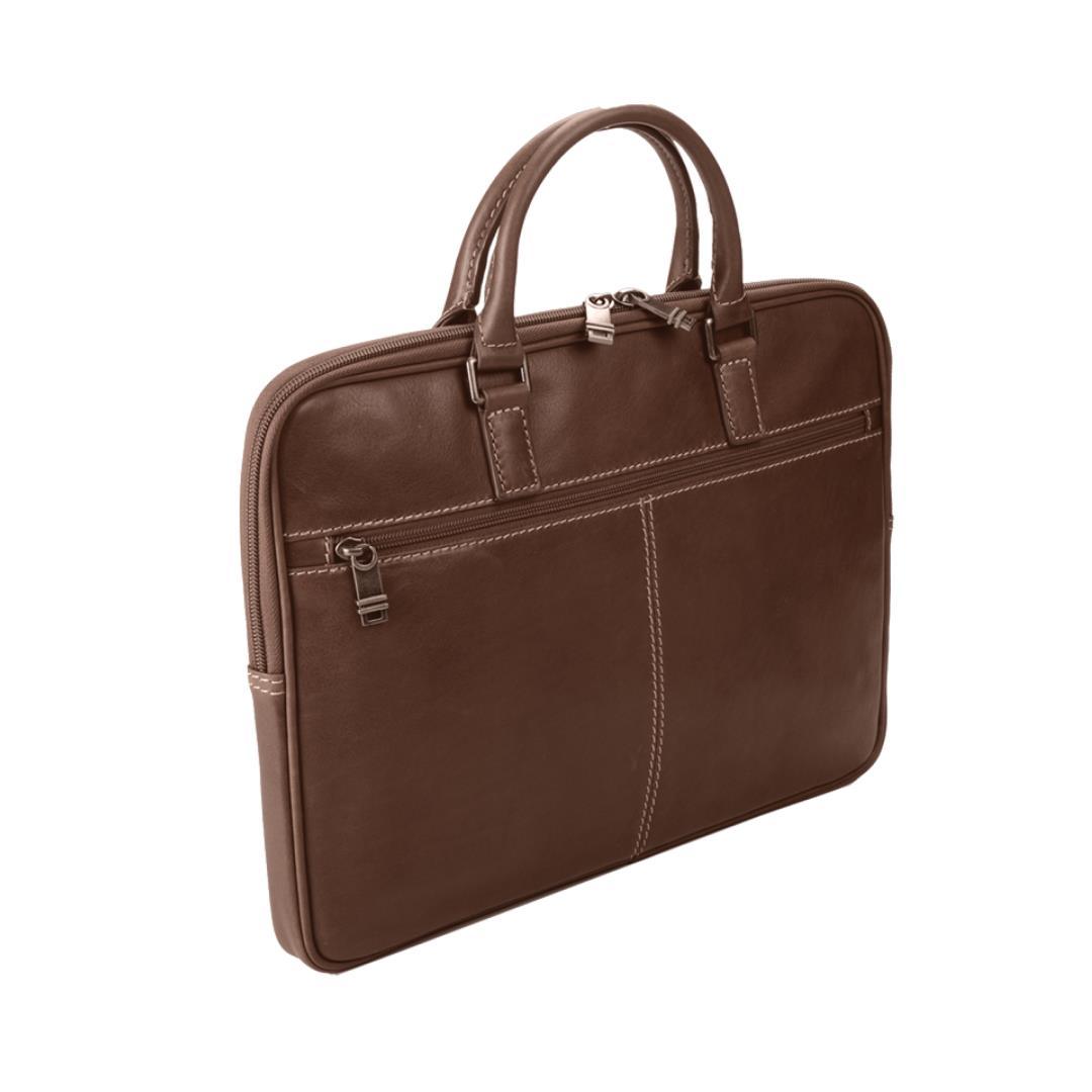 Adpel Sorento Slim 15.4" Leather Laptop Bag | Brown - Mirelle Leather and Lifestyle