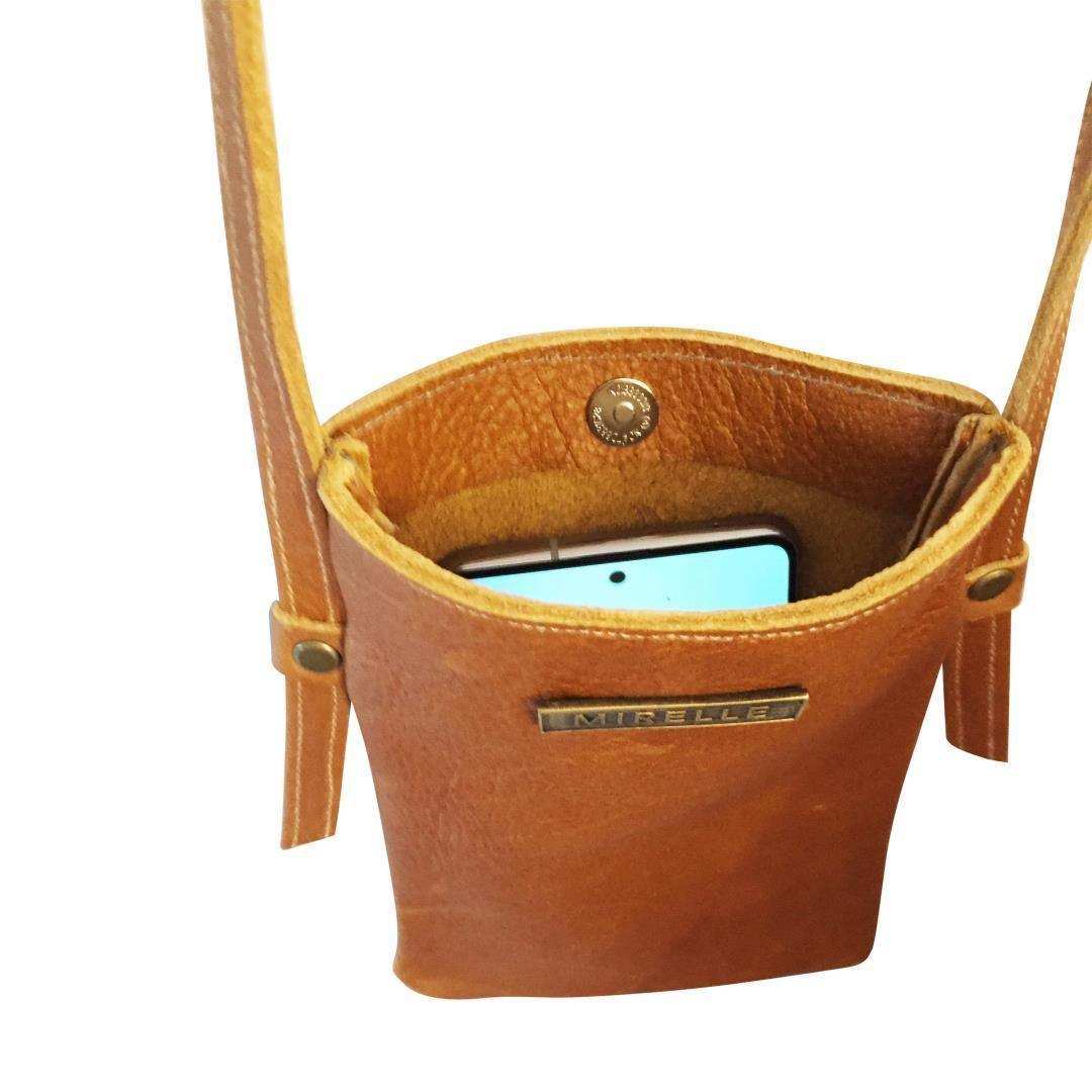 Mirelle Womens Leather Cellphone Sling Crossbody Handbag - MIRELLE Leather and Lifestyle