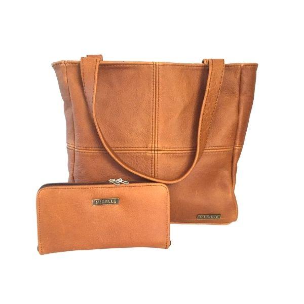 MIRELLE Leather Classic Shopper Handbag and Ladies Wallet - Combo Bundle Offer - Mirelle Leather and Lifestyle